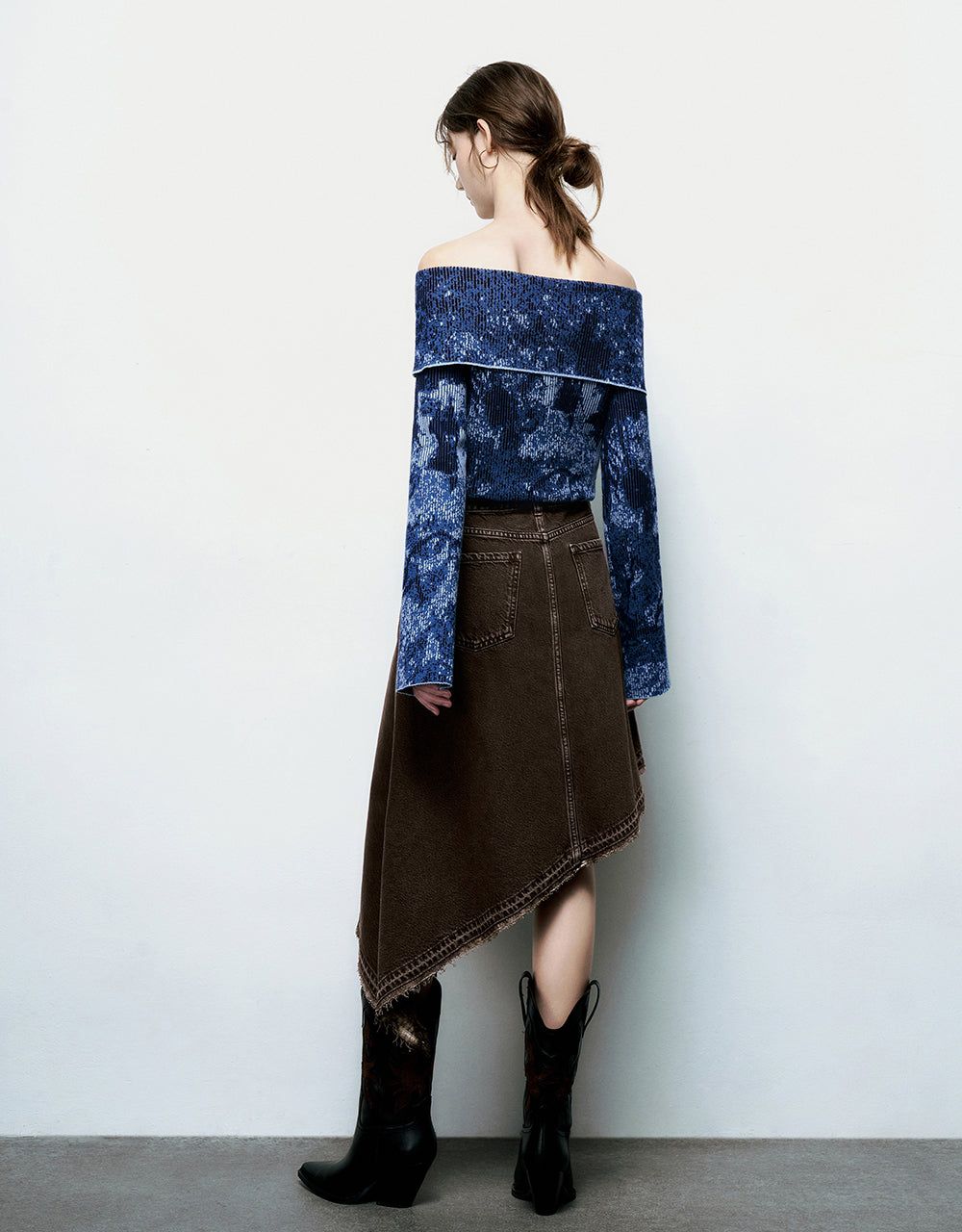 Asymmetric A-Line Denim Skirt sold by Urban Revivo product image thumbnail 5