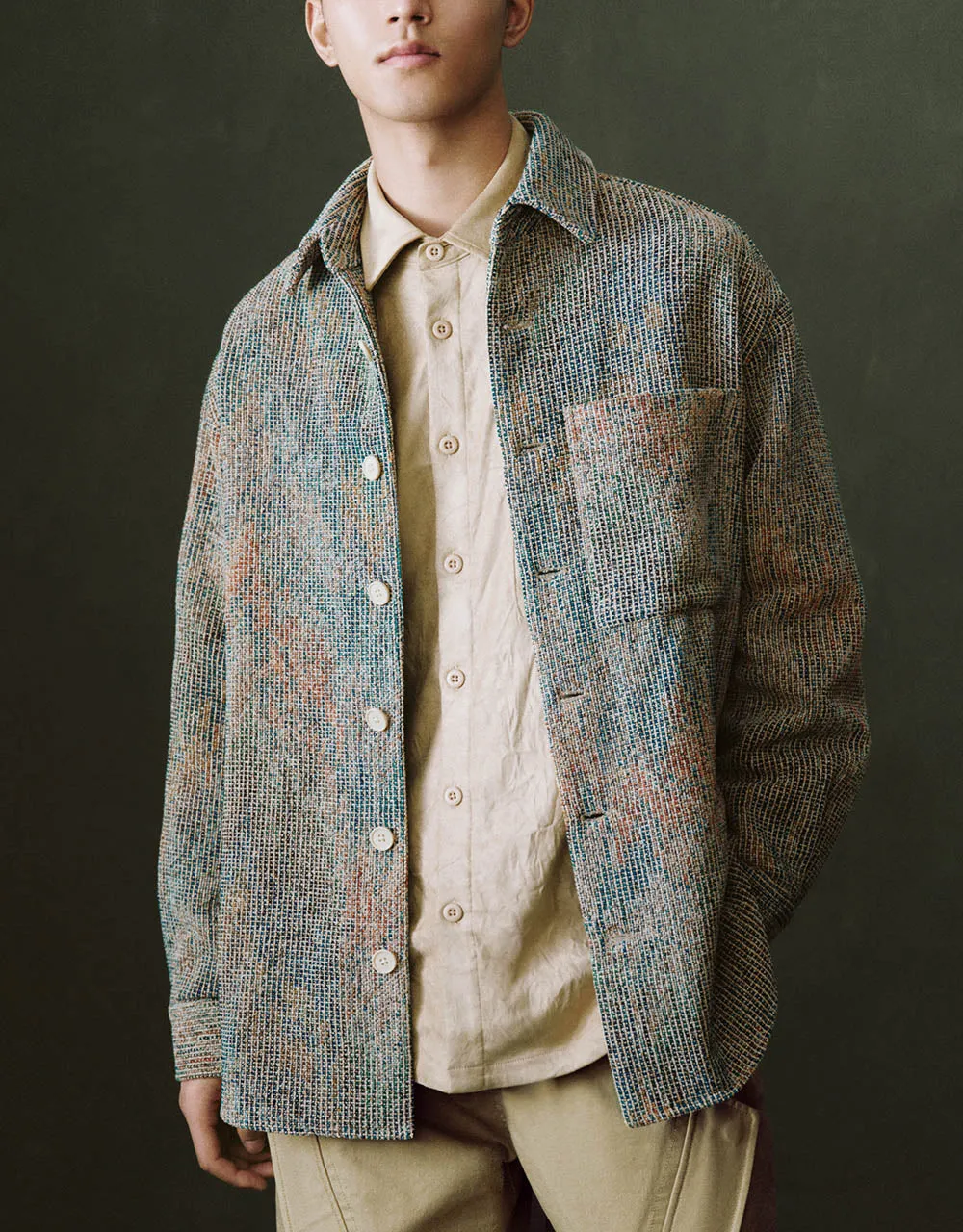 Textured Button Up Straight Jacket sold by Urban Revivo product image thumbnail 2