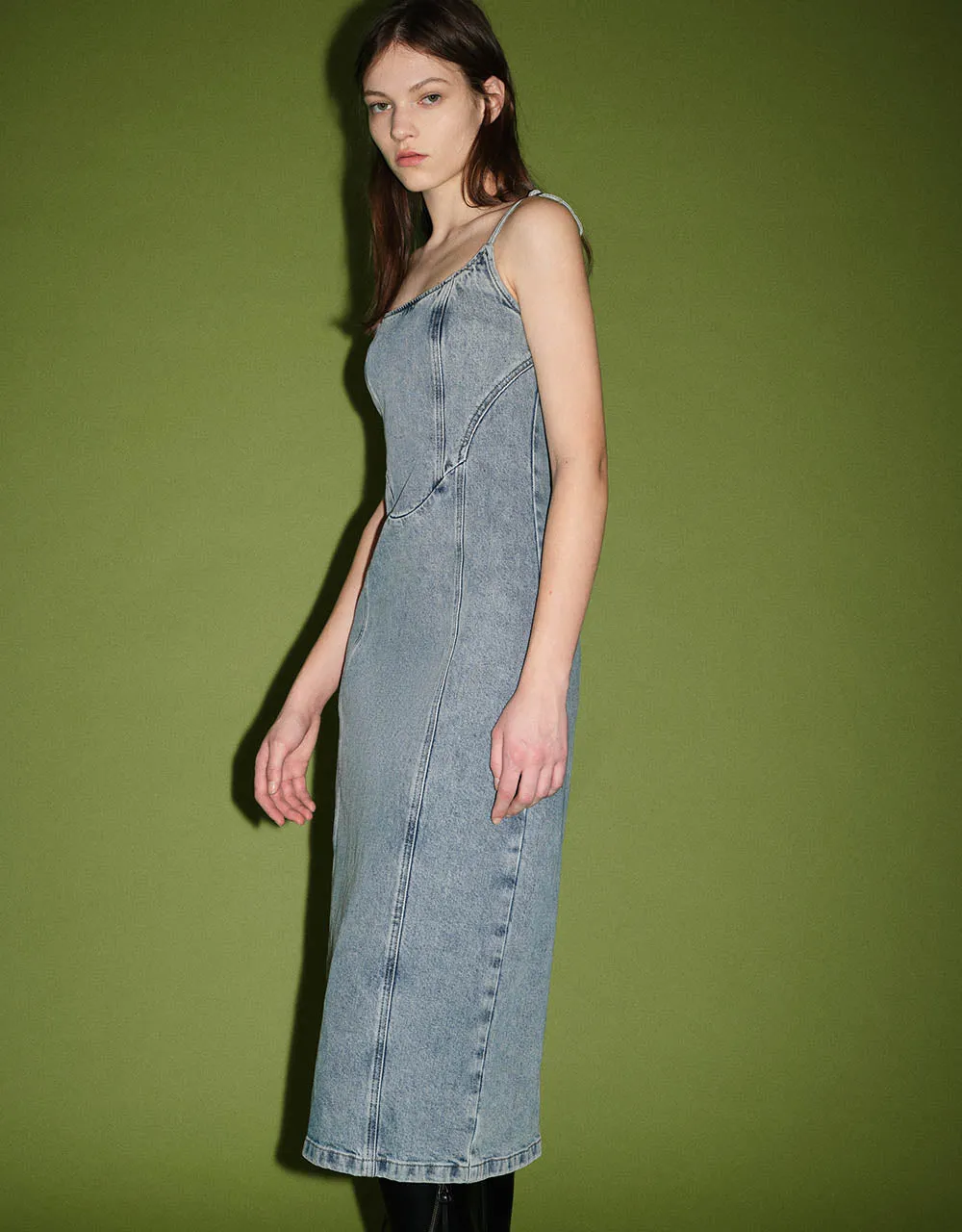 U Neck Skinny Denim Cami Dress sold by Urban Revivo product image thumbnail 3