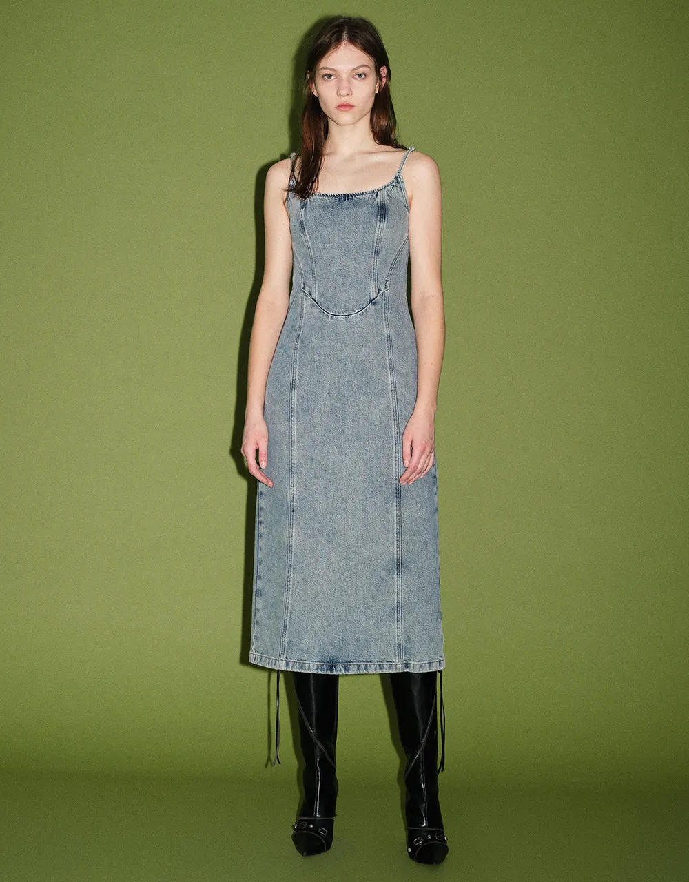U Neck Skinny Denim Cami Dress sold by Urban Revivo