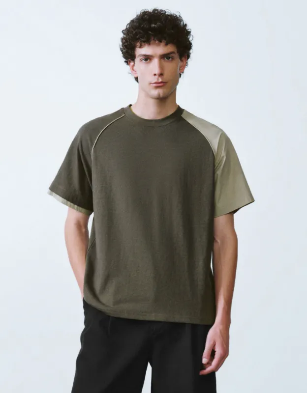 Two Toned Crew Neck Loose T-Shirt sold by Urban Revivo