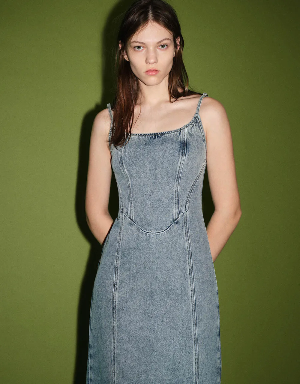U Neck Skinny Denim Cami Dress sold by Urban Revivo product image thumbnail 4