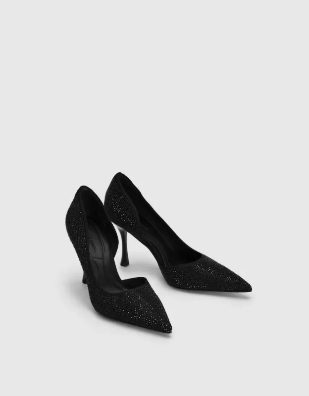 Rhinestone Décor Heeled Pointed Toe Pumps sold by Urban Revivo