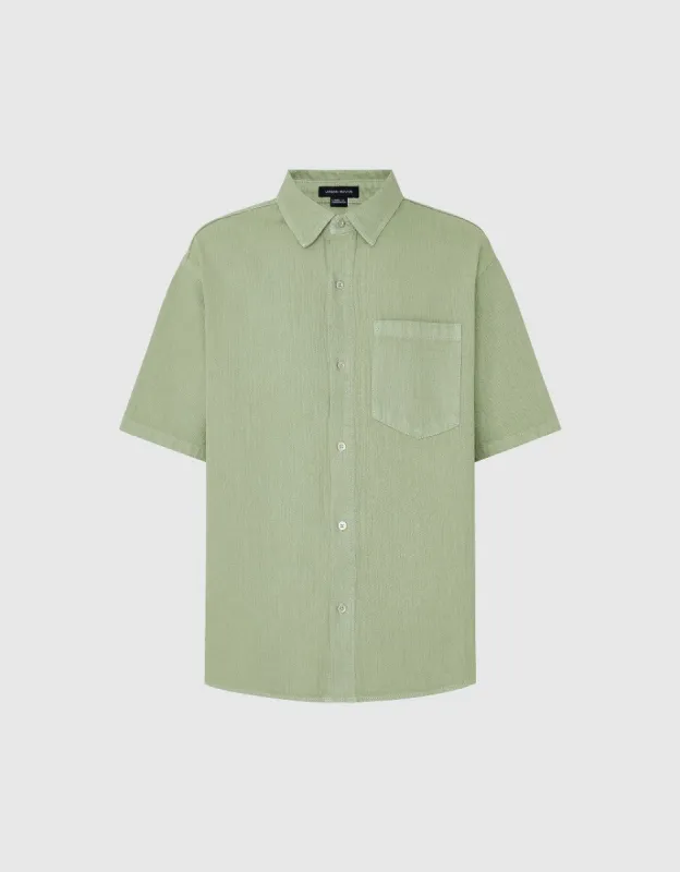 Textured Loose Denim Shirt sold by Urban Revivo