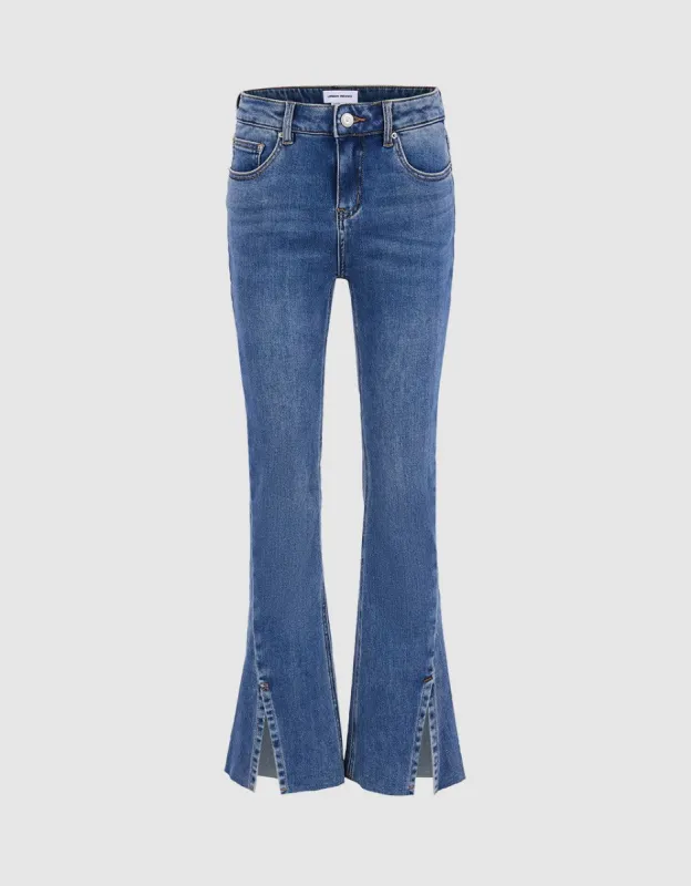 Slit Hem Flare Jeans sold by Urban Revivo