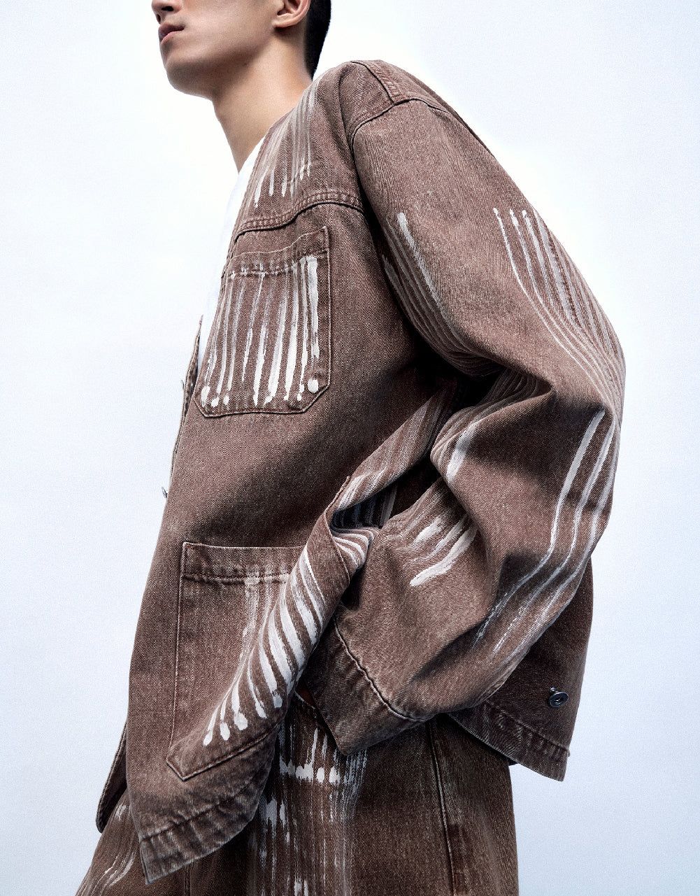 Kimono Lapel Denim Jacket sold by Urban Revivo product image thumbnail 3