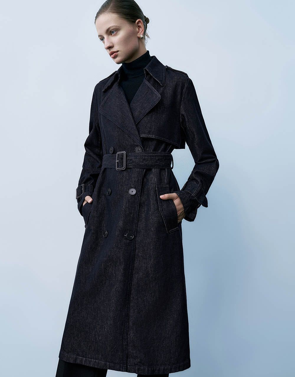 Longline Denim Coat With Belt sold by Urban Revivo product image thumbnail 3