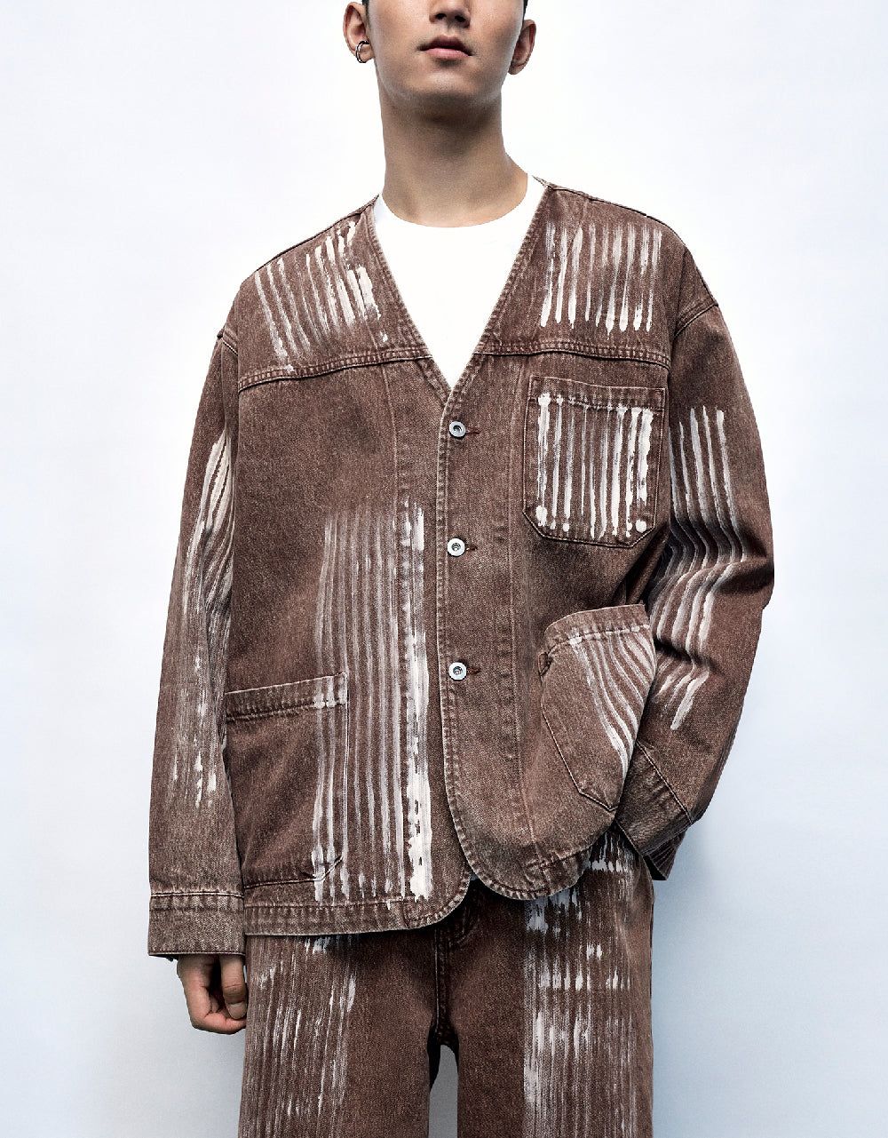 Kimono Lapel Denim Jacket sold by Urban Revivo product image thumbnail 2