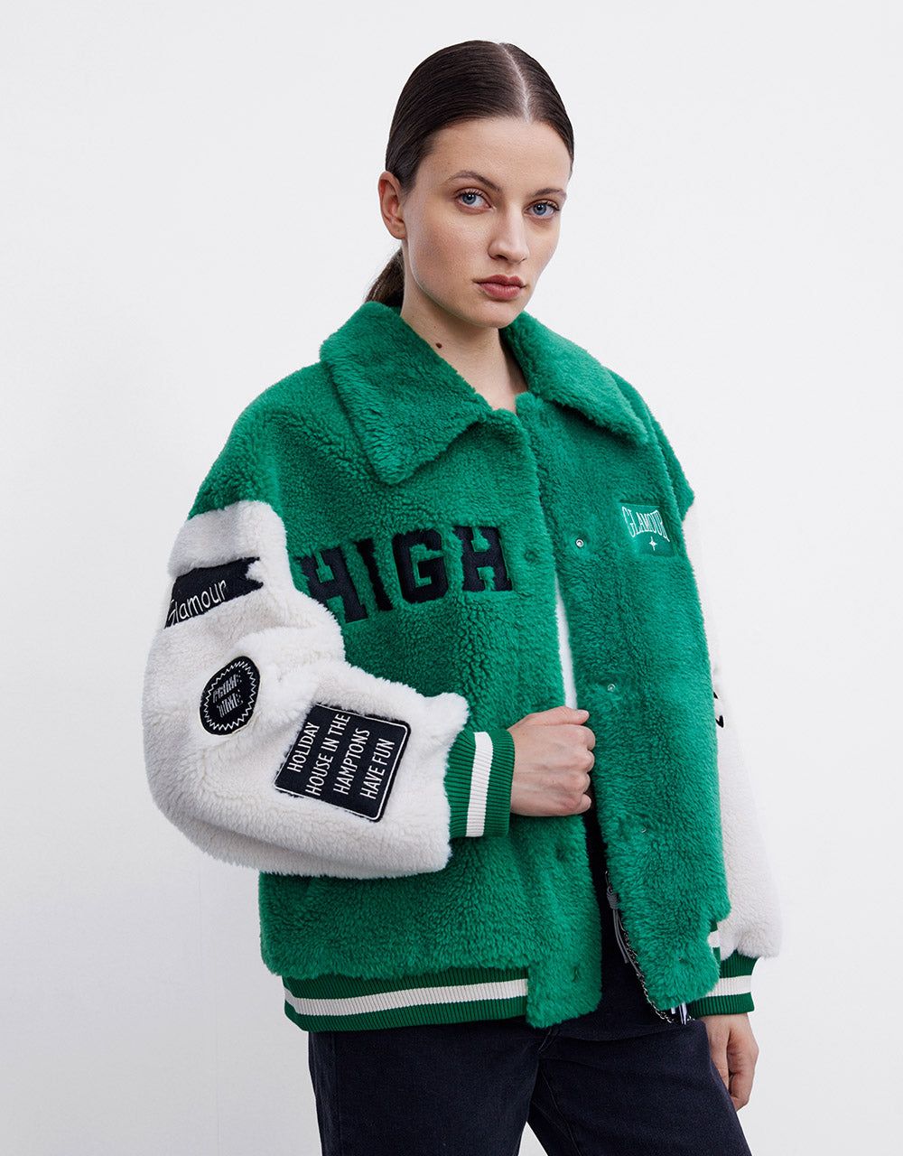 Contrast Color Letter Teddy Coat sold by Urban Revivo product image thumbnail 3