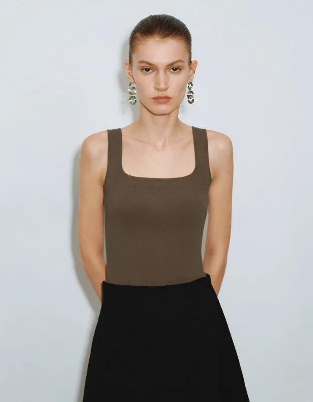 Square-cut Collar Knitted Tank Top sold by Urban Revivo