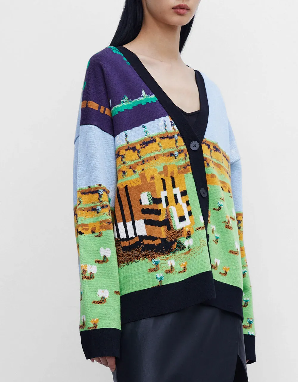 Landscape Contrast Trim Cardigan sold by Urban Revivo product image thumbnail 5