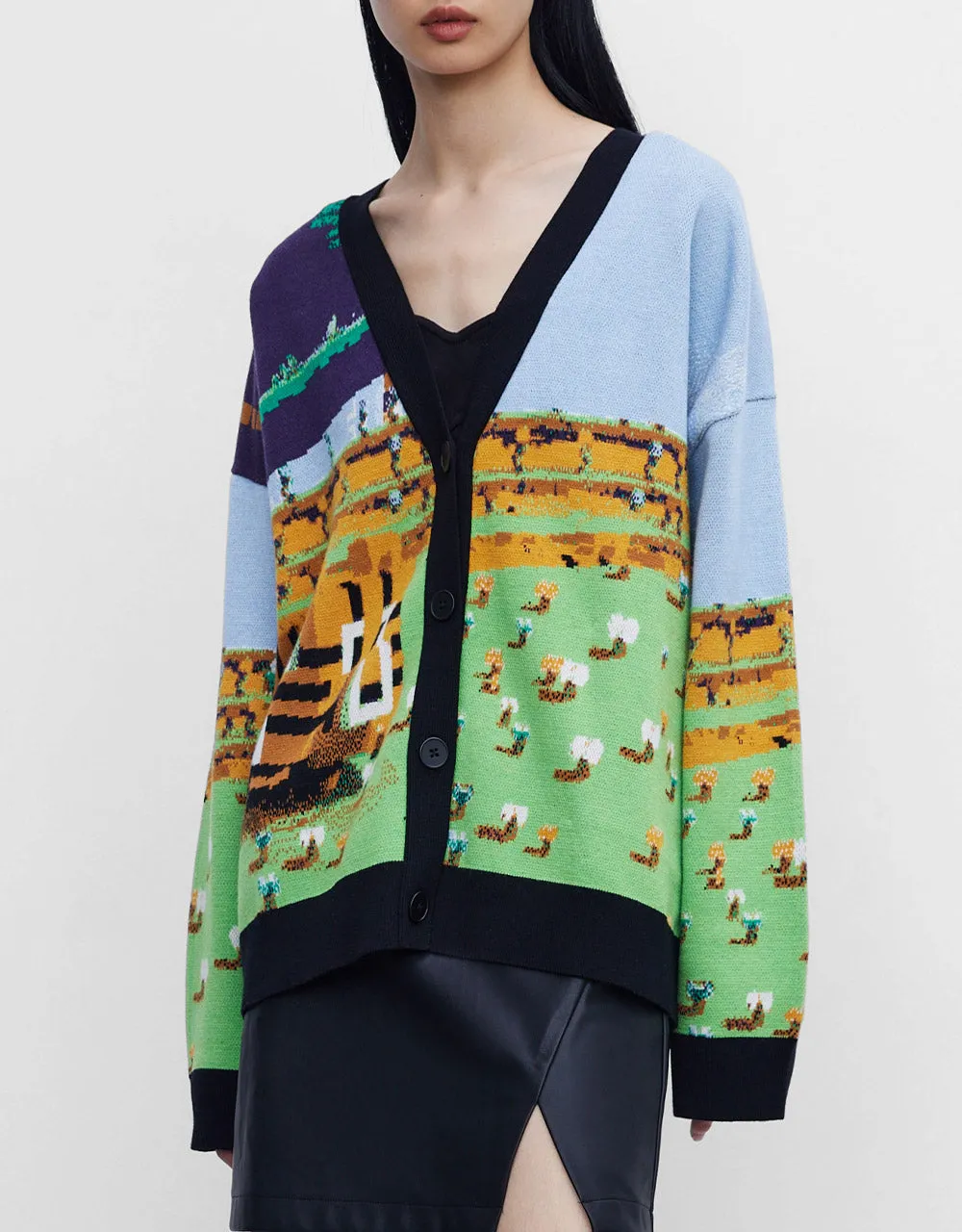 Landscape Contrast Trim Cardigan sold by Urban Revivo product image thumbnail 2