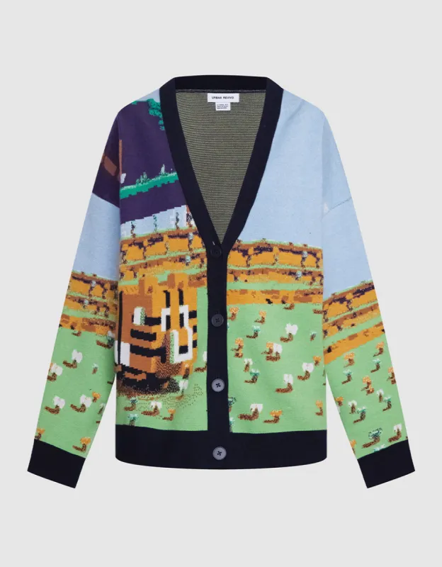Landscape Contrast Trim Cardigan made by Urban Revivo