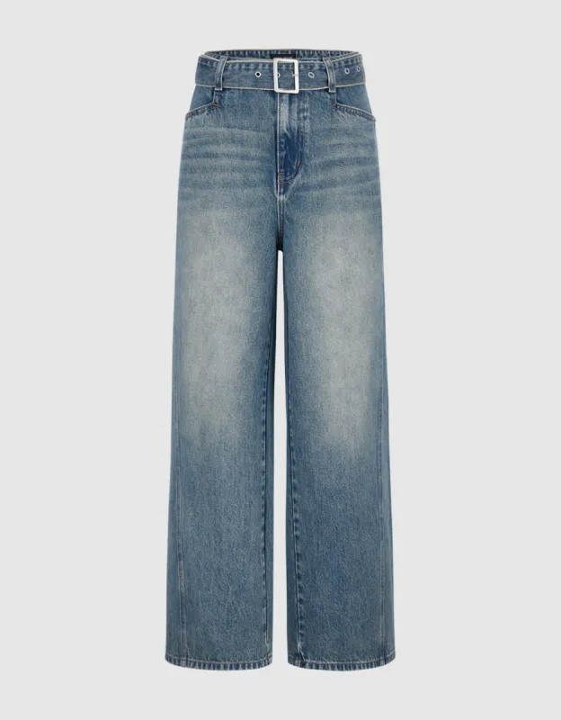 Straight Jeans With Belt sold by Urban Revivo