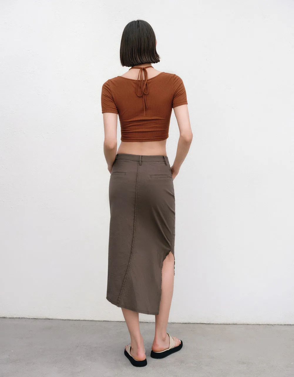 Ruched U Neck Skinny T-Shirt sold by Urban Revivo product image thumbnail 3