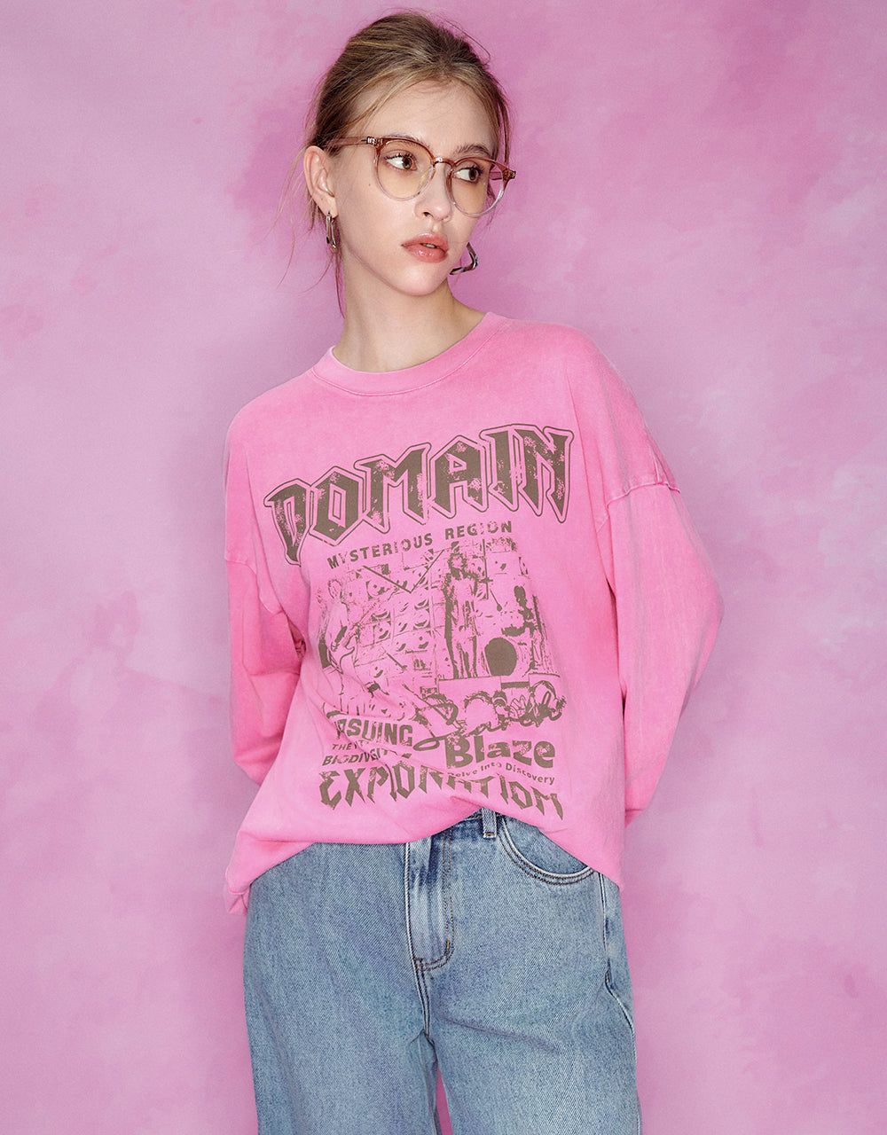 Printed Crew Neck Loose T-Shirt sold by Urban Revivo