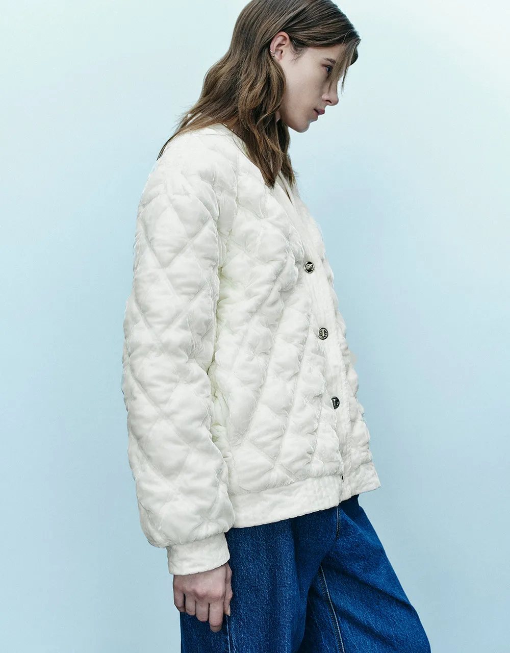 Embossed V-Neck Down Jacket sold by Urban Revivo product image thumbnail 3