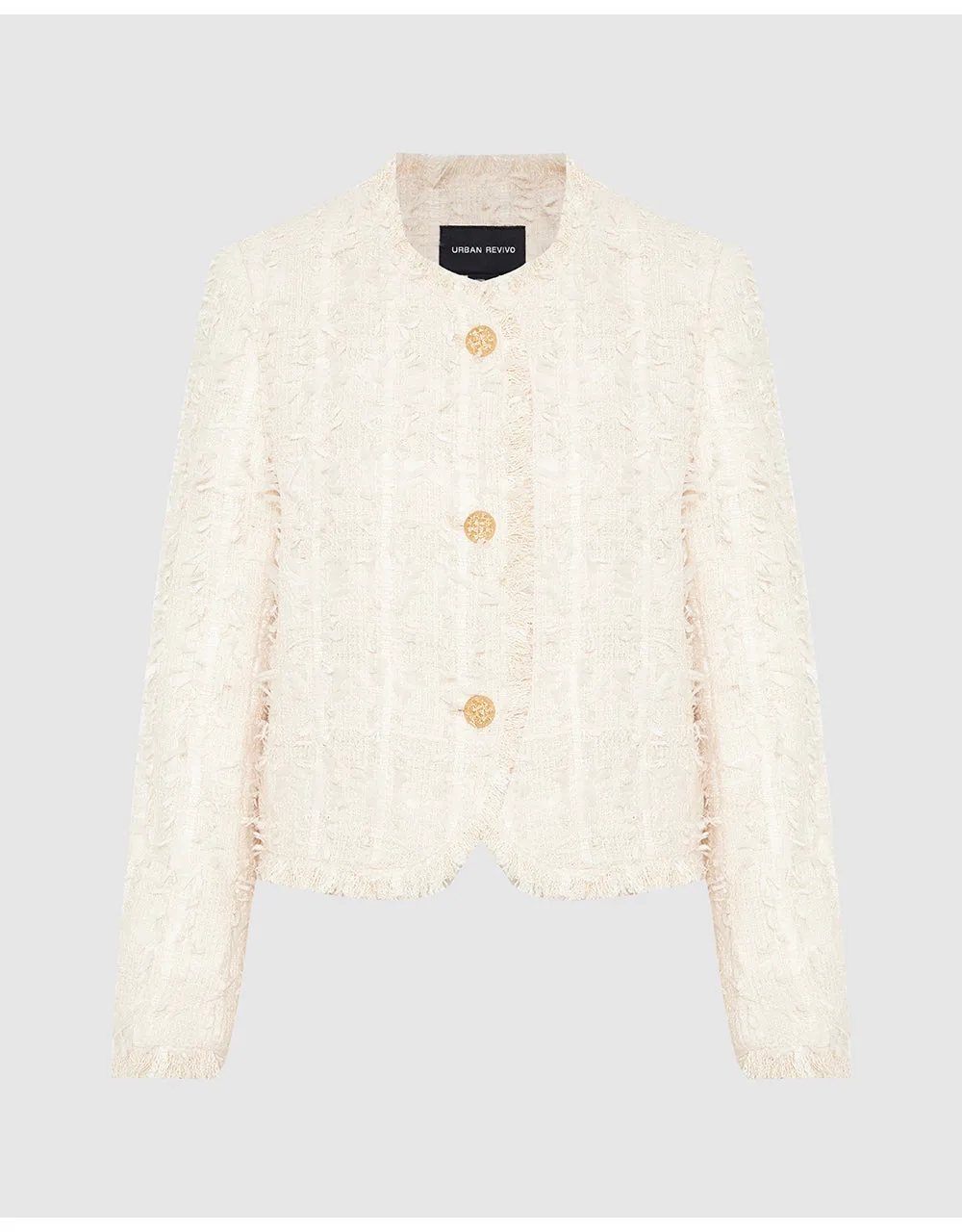 Raw Hem Crew Neck Tweed Jacket sold by Urban Revivo product image thumbnail 2