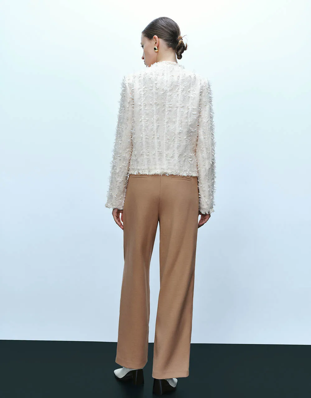 Raw Hem Crew Neck Tweed Jacket sold by Urban Revivo product image thumbnail 4