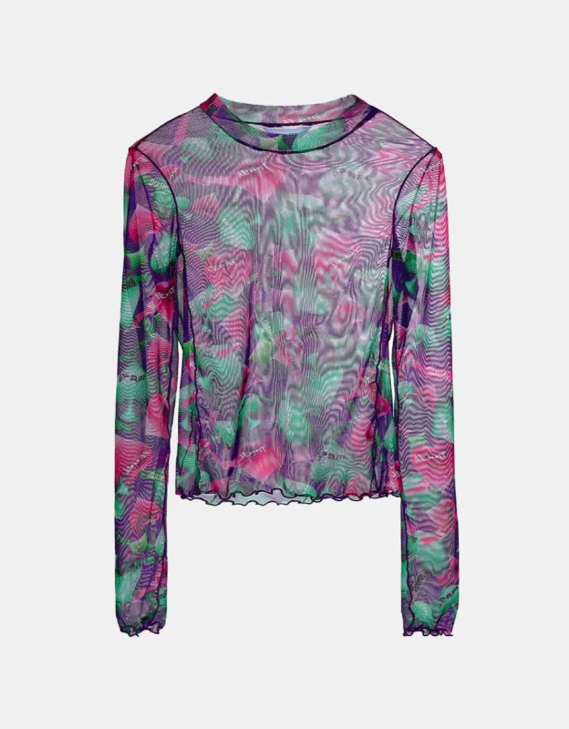 Heart Print Mesh Top sold by Urban Revivo