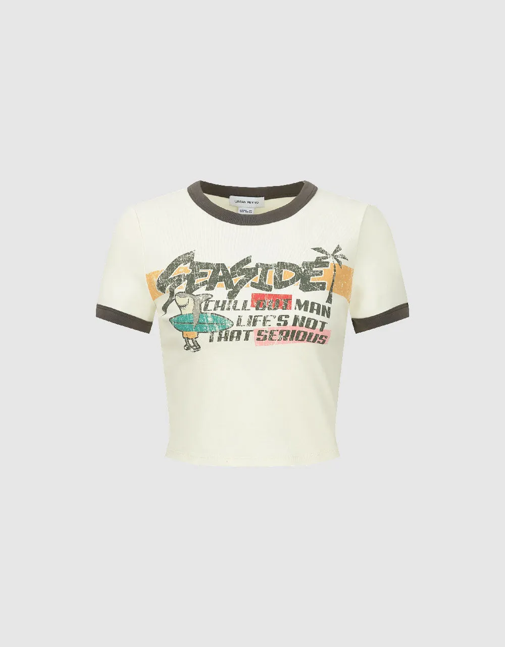 Printed Crew Neck Skinny T-Shirt sold by Urban Revivo product image thumbnail 4