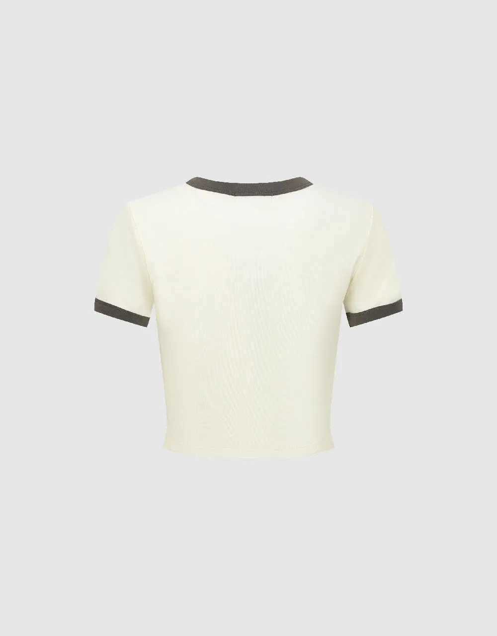 Printed Crew Neck Skinny T-Shirt sold by Urban Revivo product image thumbnail 5