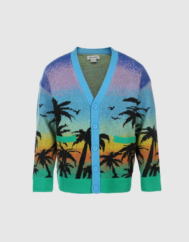 Tropical Pattern Knitted Cardigan sold by Urban Revivo