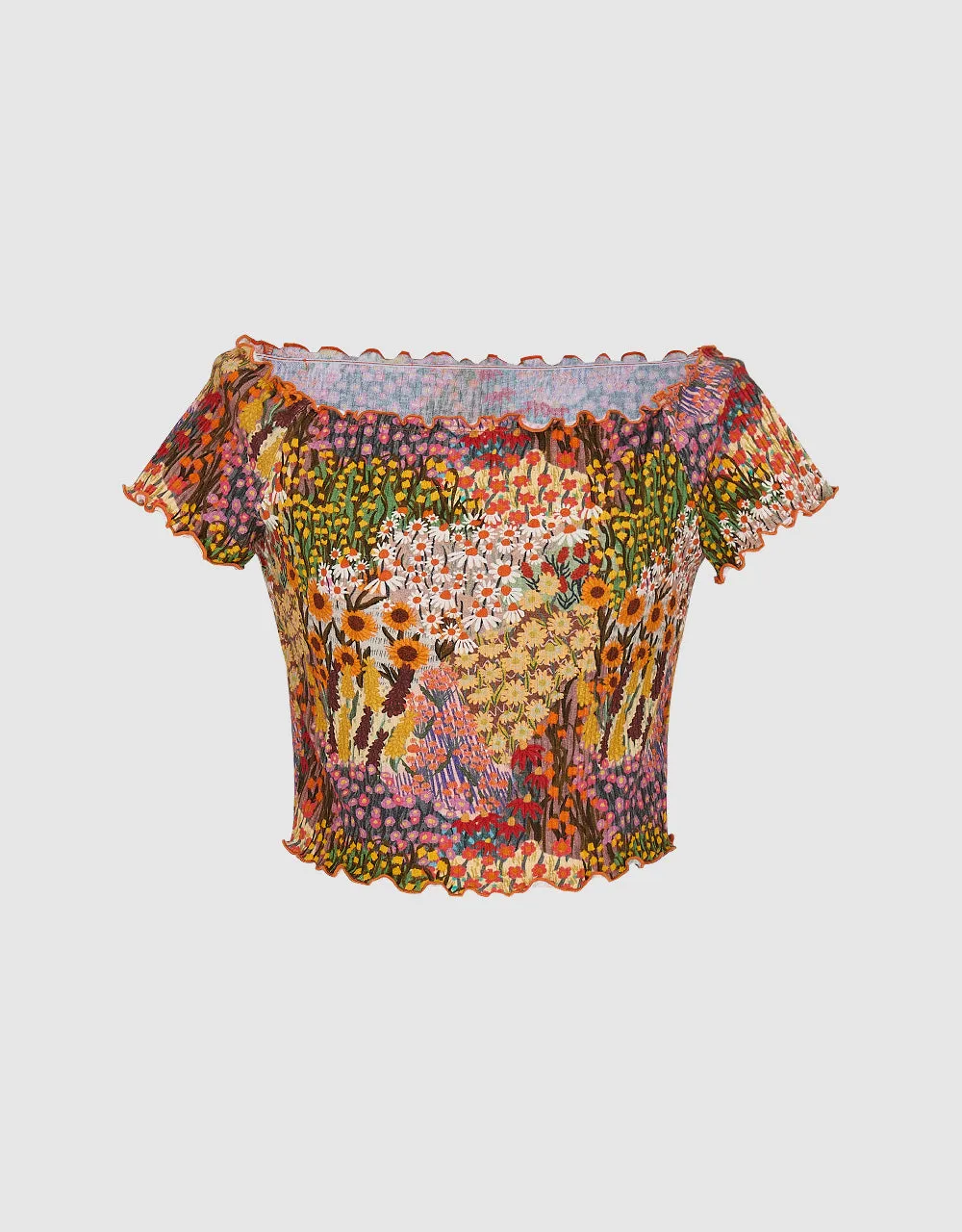Floral Off-Shoulder Skinny T-Shirt sold by Urban Revivo product image thumbnail 2