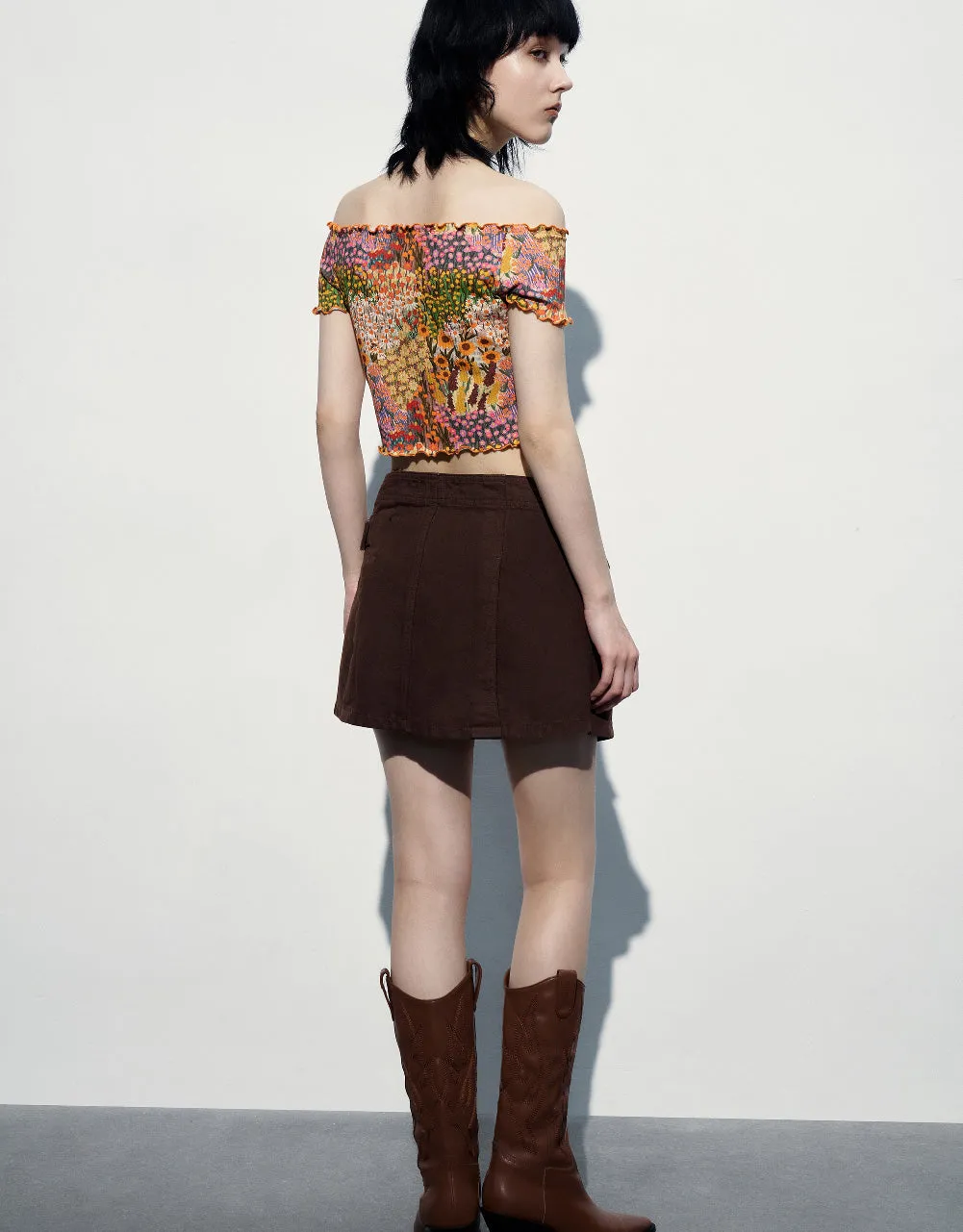 Floral Off-Shoulder Skinny T-Shirt sold by Urban Revivo product image thumbnail 4