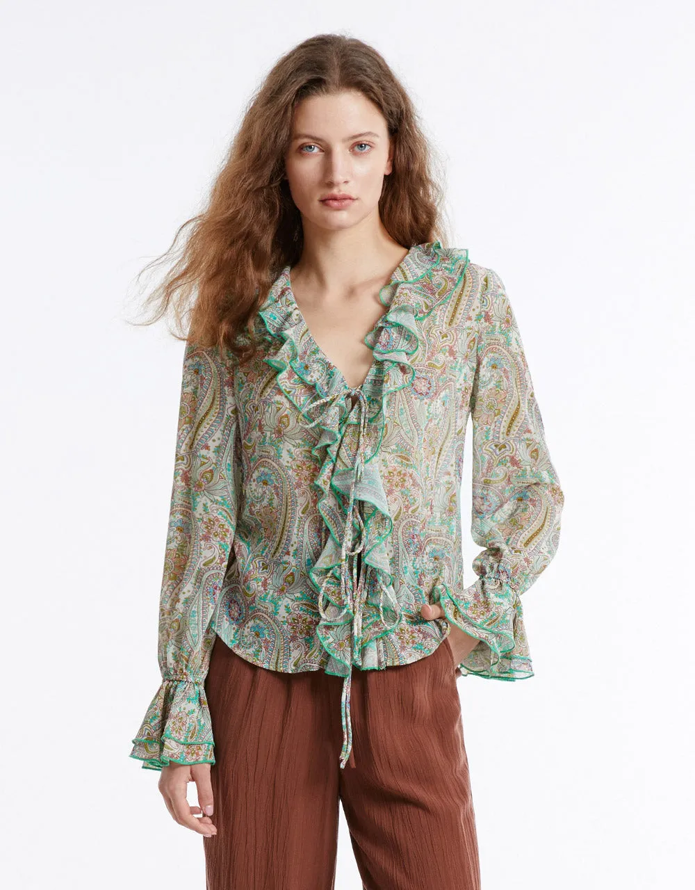 Paisley Print Ruffled Shirt sold by Urban Revivo product image thumbnail 2