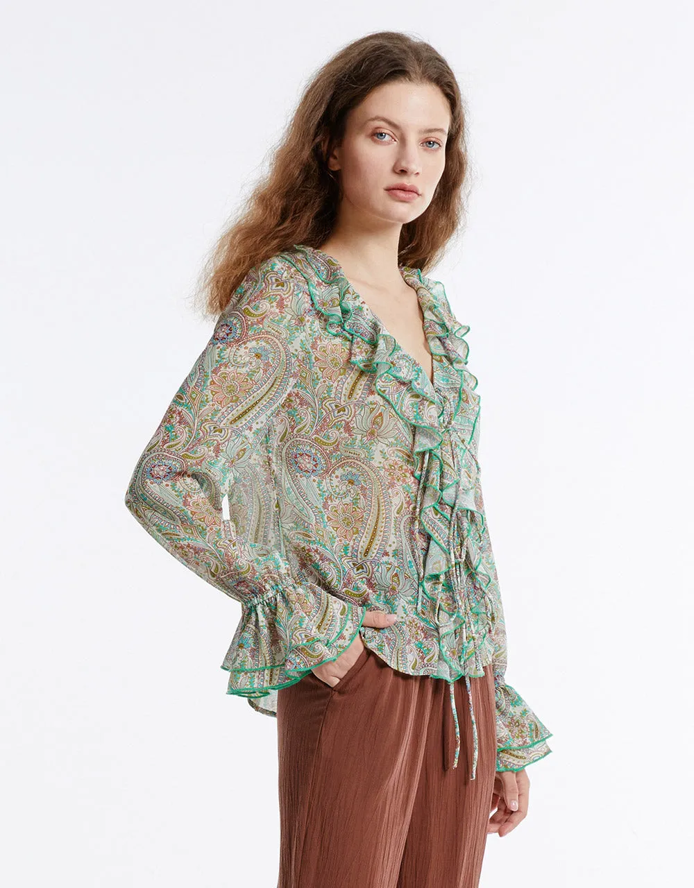 Paisley Print Ruffled Shirt sold by Urban Revivo product image thumbnail 5