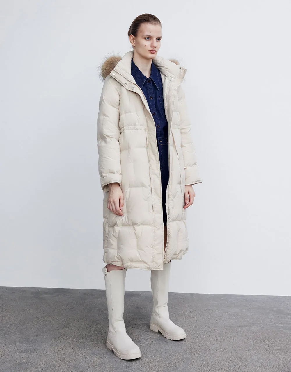 Gathered Waist Hooded Down Jacket sold by Urban Revivo product image thumbnail 3