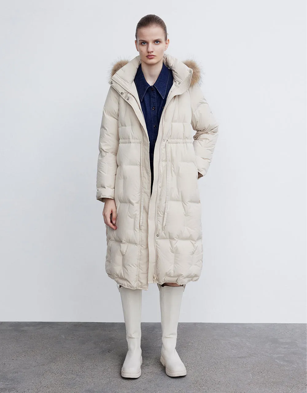 Gathered Waist Hooded Down Jacket sold by Urban Revivo product image thumbnail 2