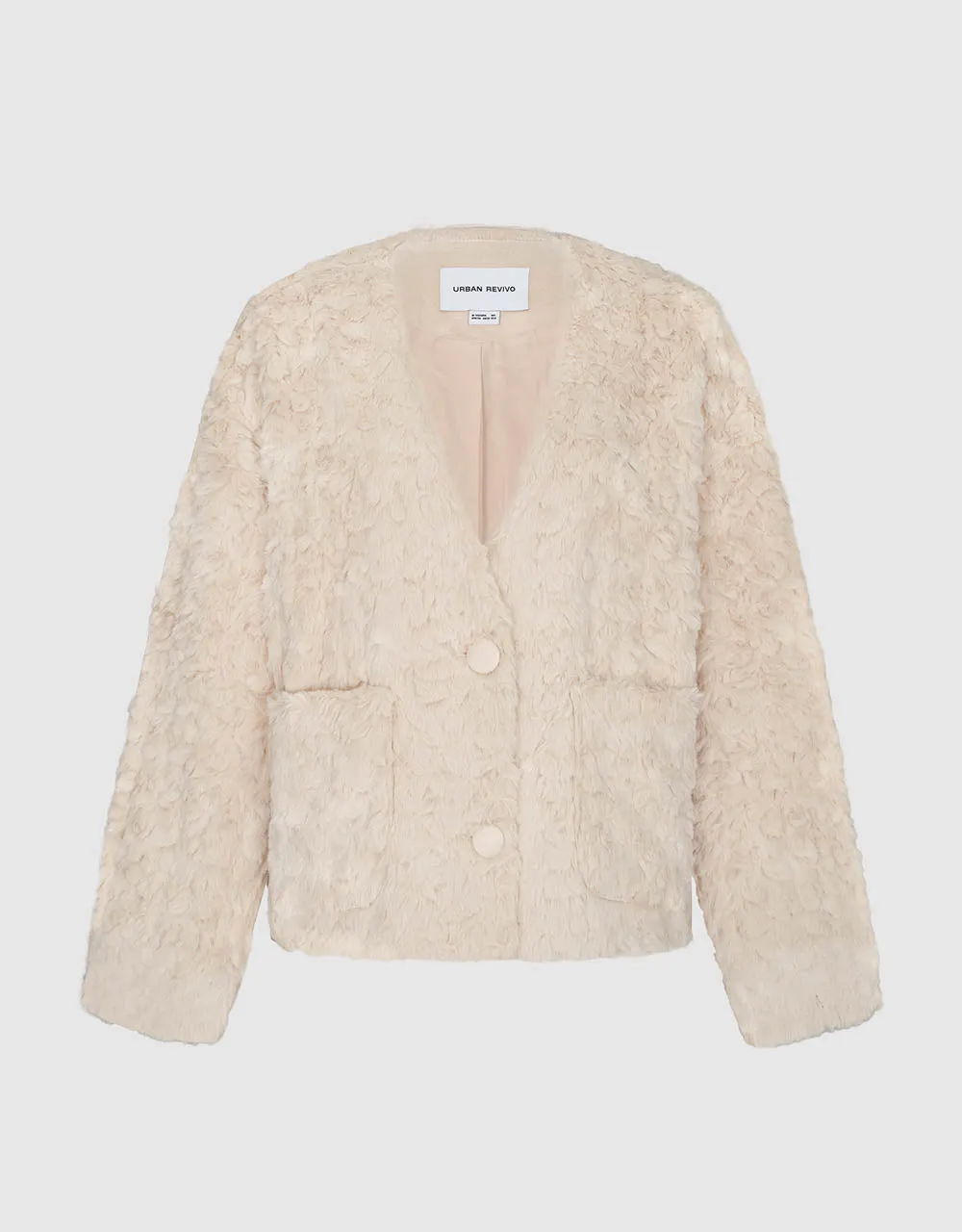 Furry V-Neck Loose Jacket sold by Urban Revivo product image thumbnail 2