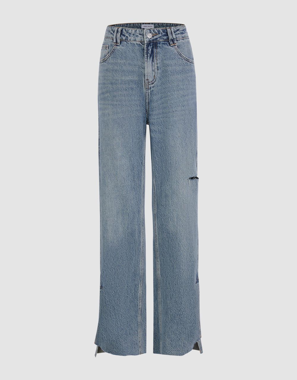 Split Hem Straight Jeans sold by Urban Revivo