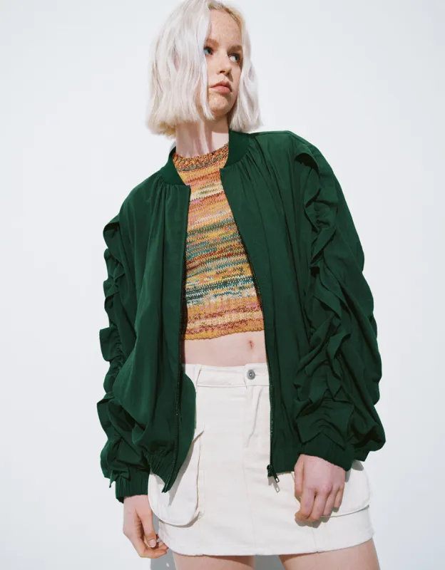 Zipper Front Butterfly Sleeve Jacket sold by Urban Revivo