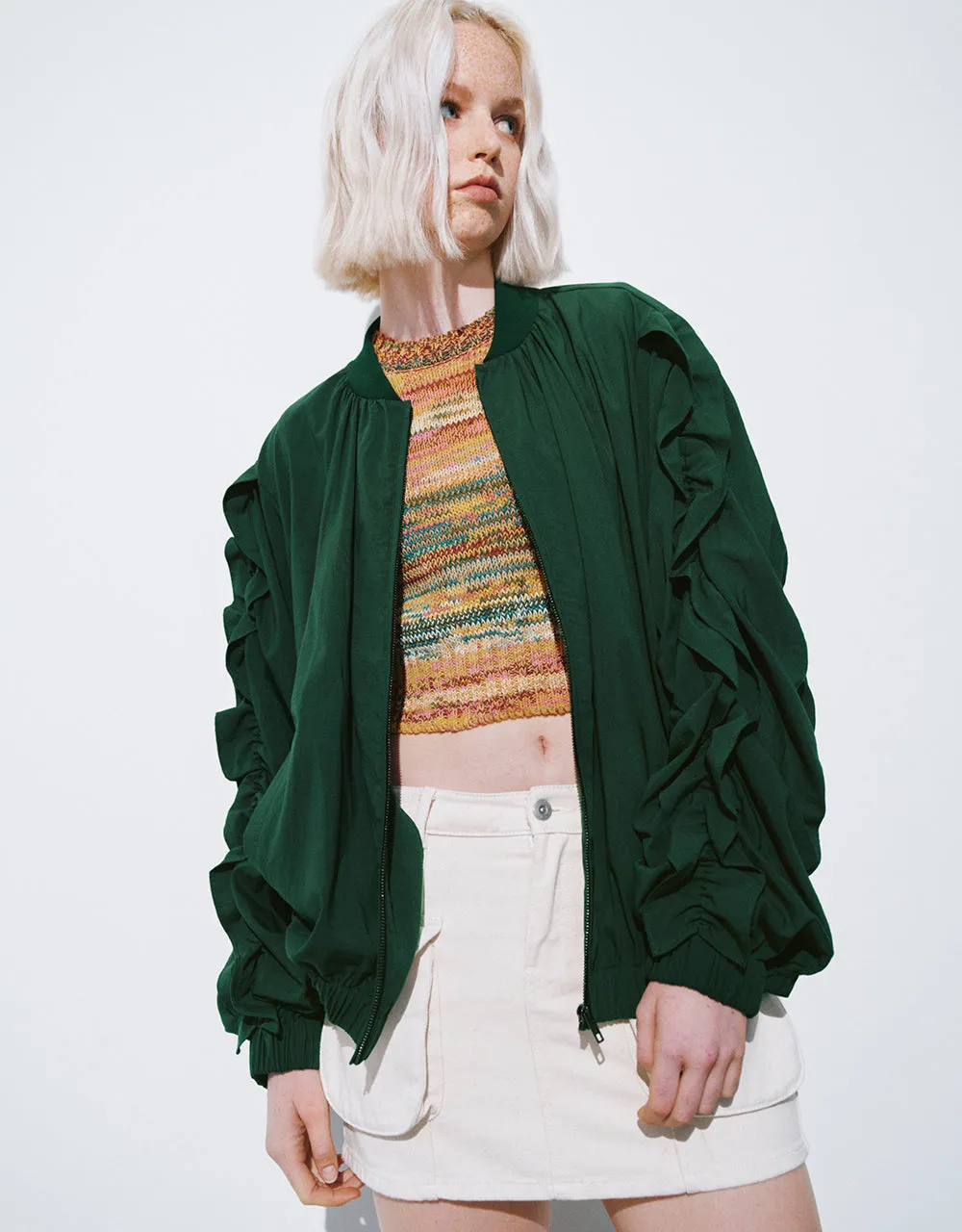 Zipper Front Butterfly Sleeve Jacket sold by Urban Revivo