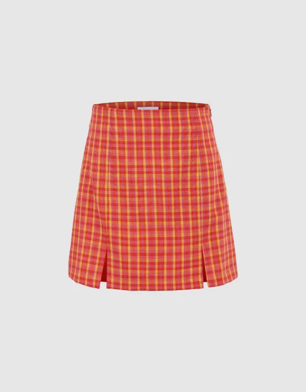 Plaid Mini A-Line Skirt sold by Urban Revivo