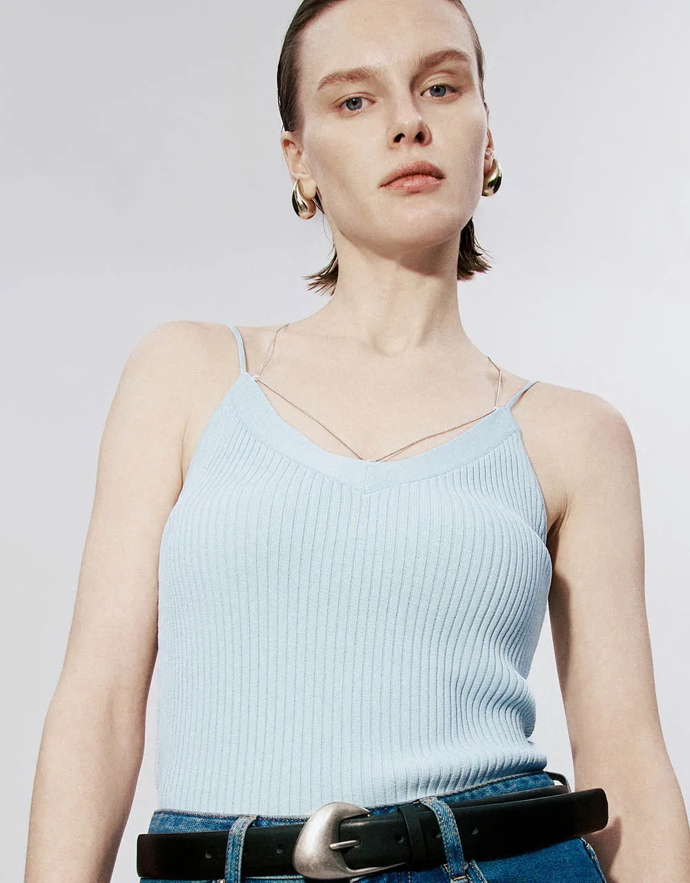 V-Neck Knitted Skinny Cami Top sold by Urban Revivo product image thumbnail 4