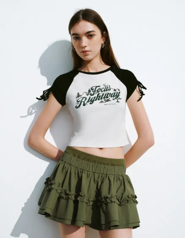 Letter Printed Crew Neck Skinny T-Shirt sold by Urban Revivo