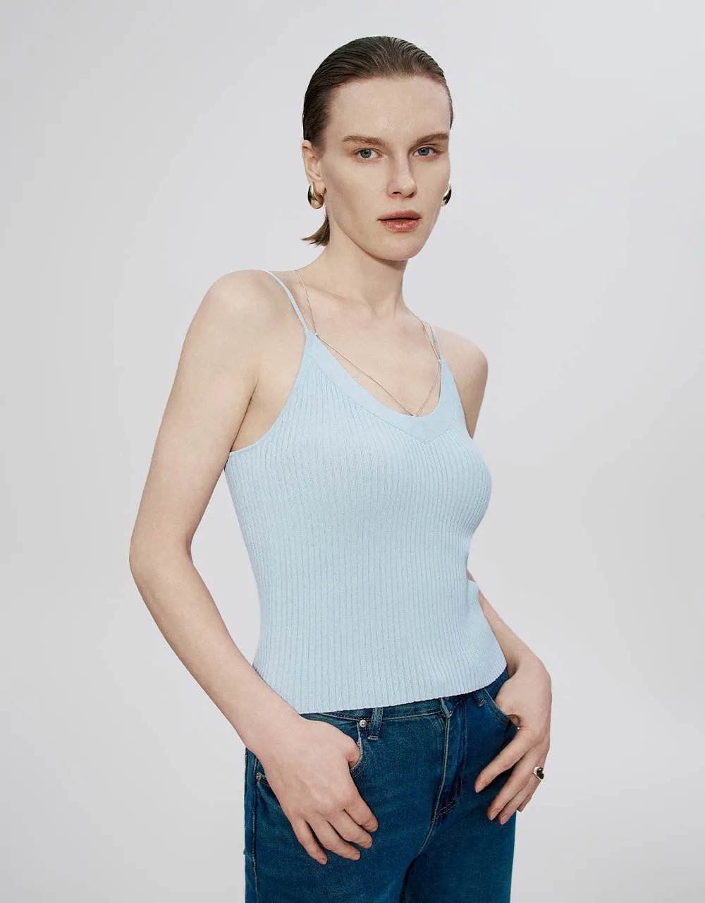 V-Neck Knitted Skinny Cami Top sold by Urban Revivo product image thumbnail 3