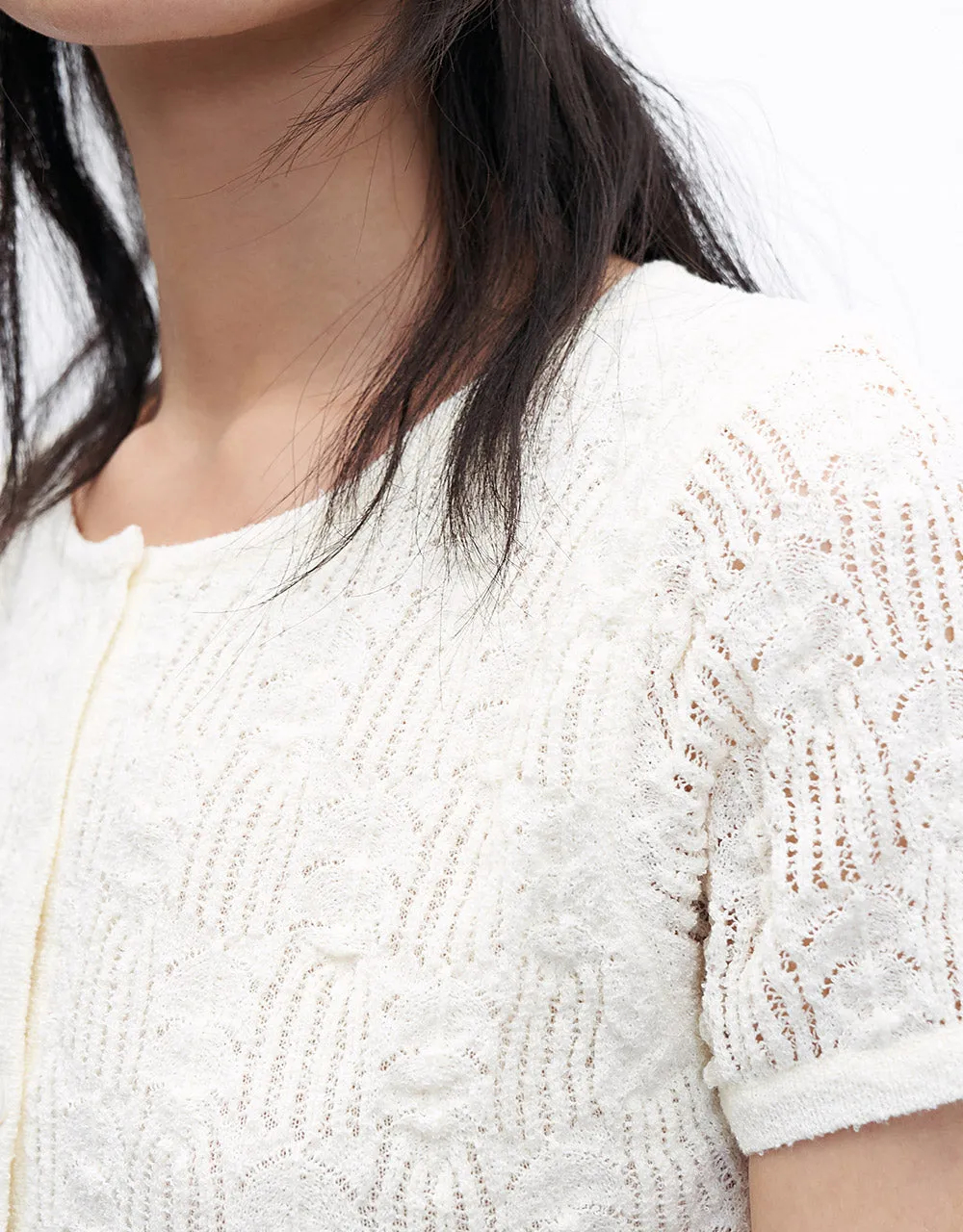 Pointelle Short Sleeve Cardigan sold by Urban Revivo product image thumbnail 3