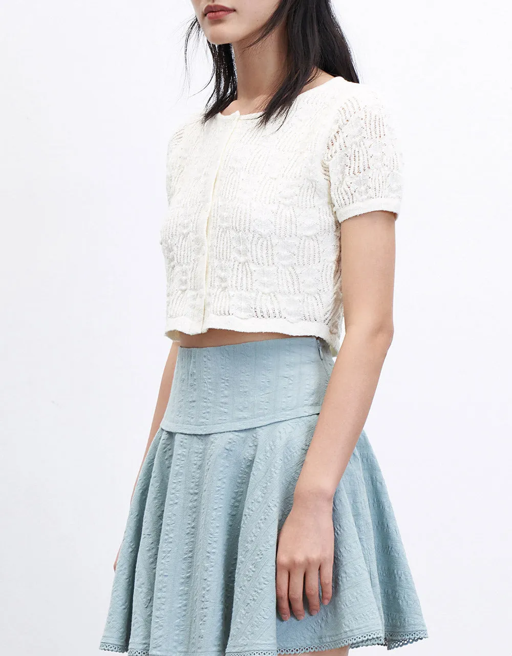 Pointelle Short Sleeve Cardigan sold by Urban Revivo product image thumbnail 5