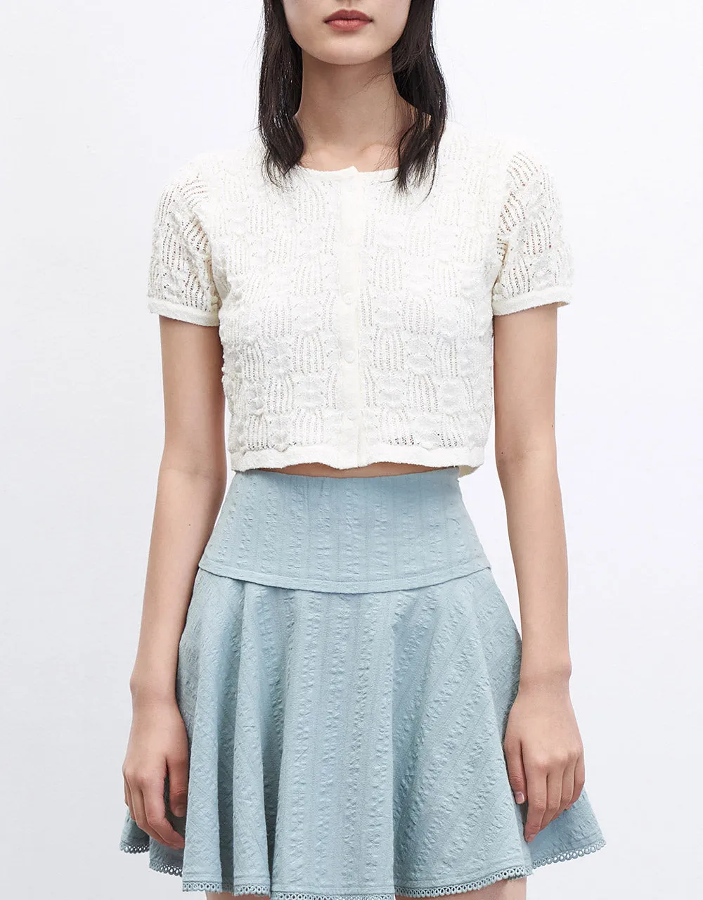 Pointelle Short Sleeve Cardigan sold by Urban Revivo product image thumbnail 2