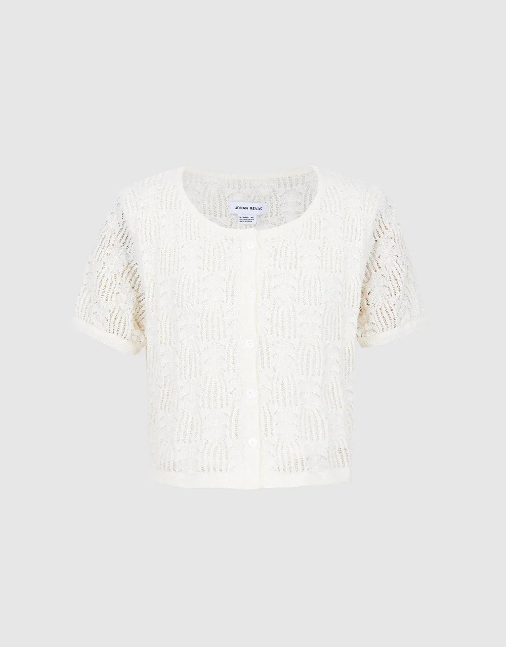 Pointelle Short Sleeve Cardigan sold by Urban Revivo