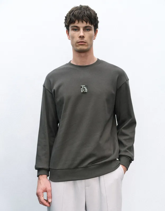 Crew Neck Loose Sweatshirt sold by Urban Revivo