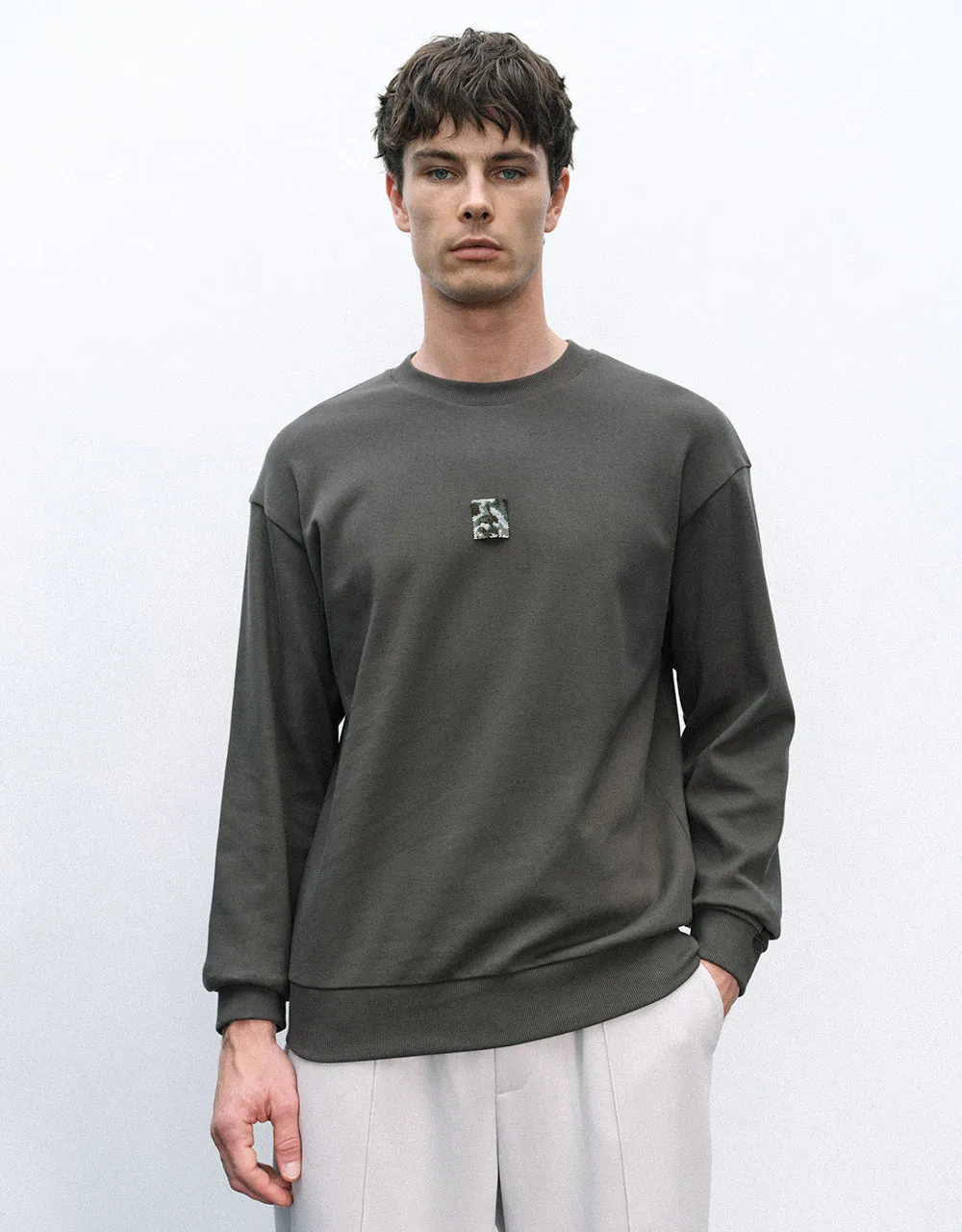 Crew Neck Loose Sweatshirt sold by Urban Revivo