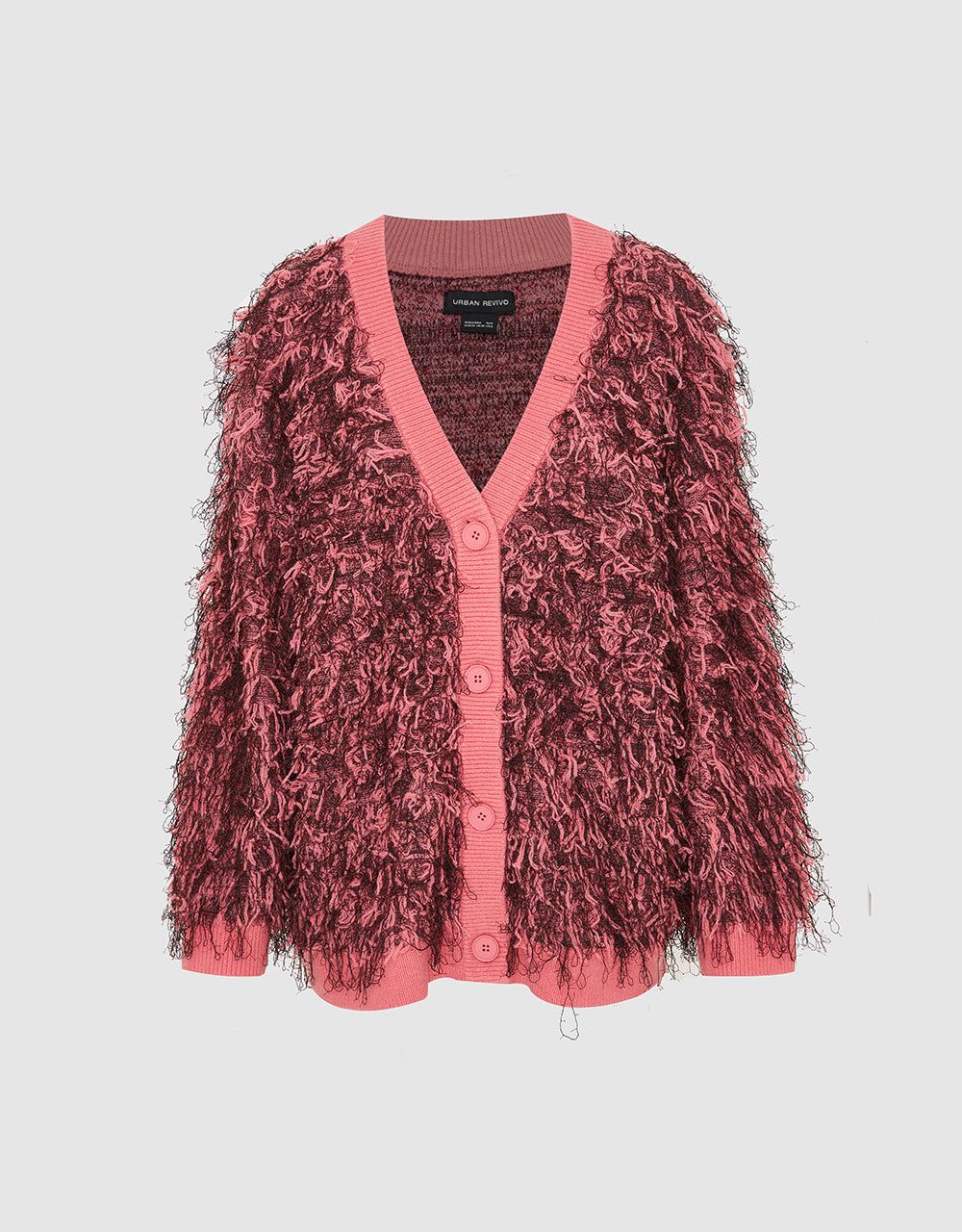 Furry V-Neck Knitted Cardigan sold by Urban Revivo product image thumbnail 2