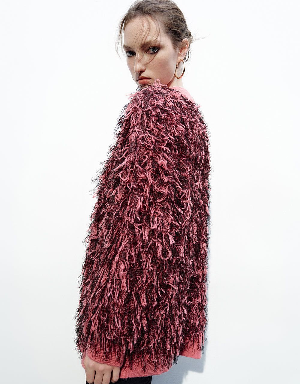 Furry V-Neck Knitted Cardigan sold by Urban Revivo product image thumbnail 3