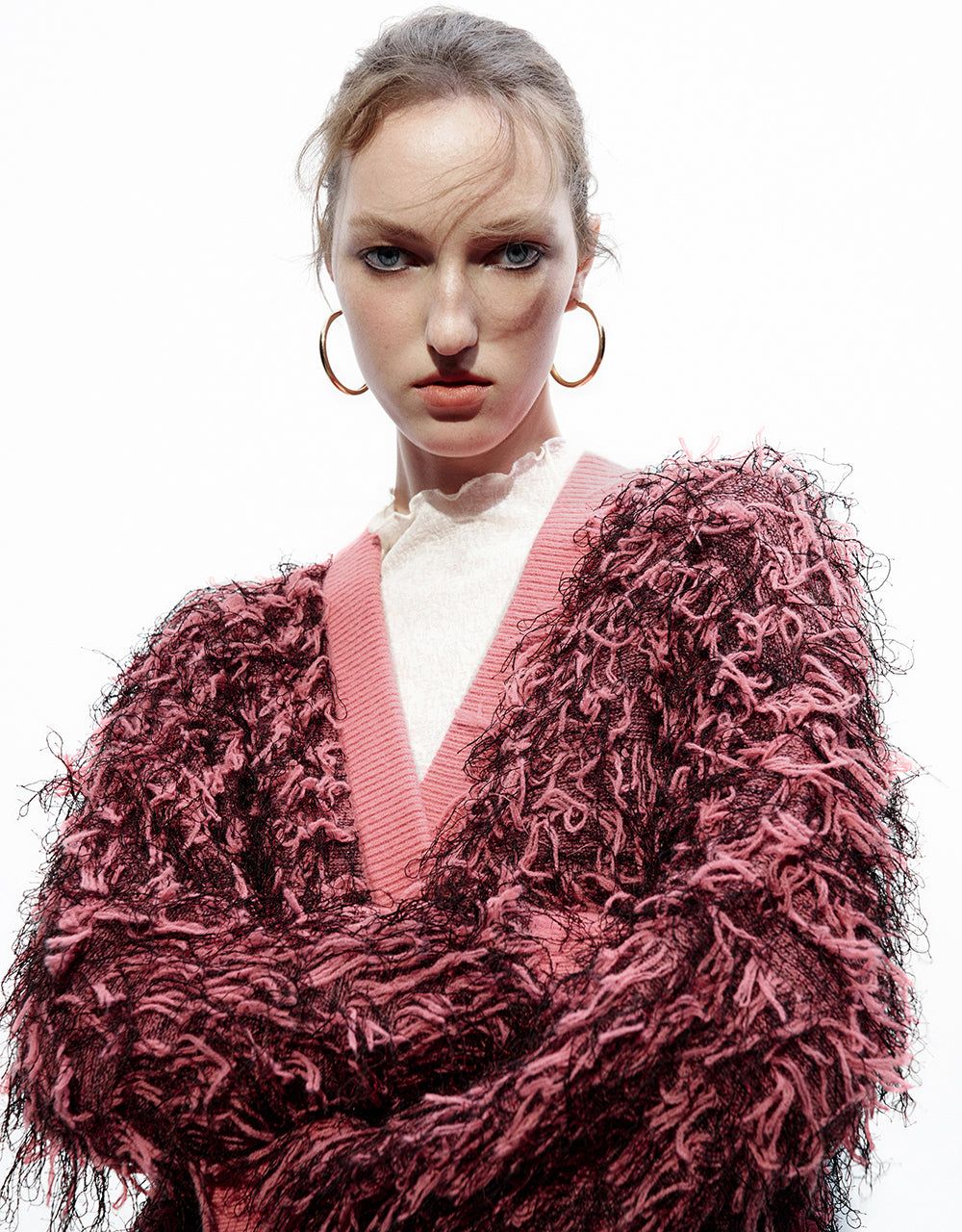 Furry V-Neck Knitted Cardigan sold by Urban Revivo product image thumbnail 5